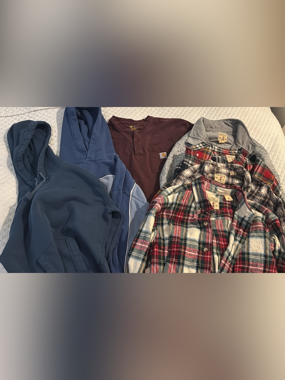 Carhartt Mixed Men’s Tops Bundle - Blue, Burgundy & Plaid Flannels